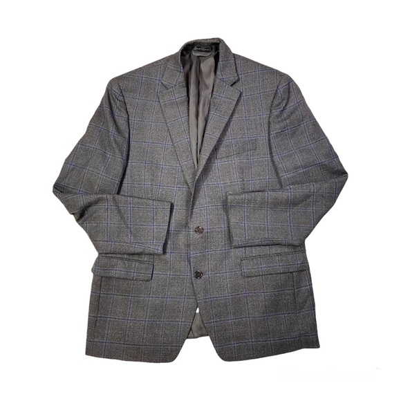 LAUREN RALPH LAUREN Blazer 100% Wook Plaid Gray Mens Size 42R